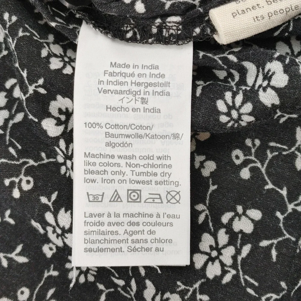 Madewell Top Small Black Meadow Branch‎ Floral Print-Mix